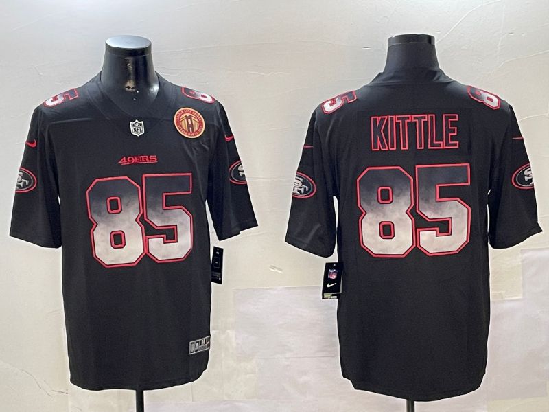 Men San Francisco 49ers #85 Kittle Black Nike Smoke Fashion 2024 Limited NFL Jersey style 5